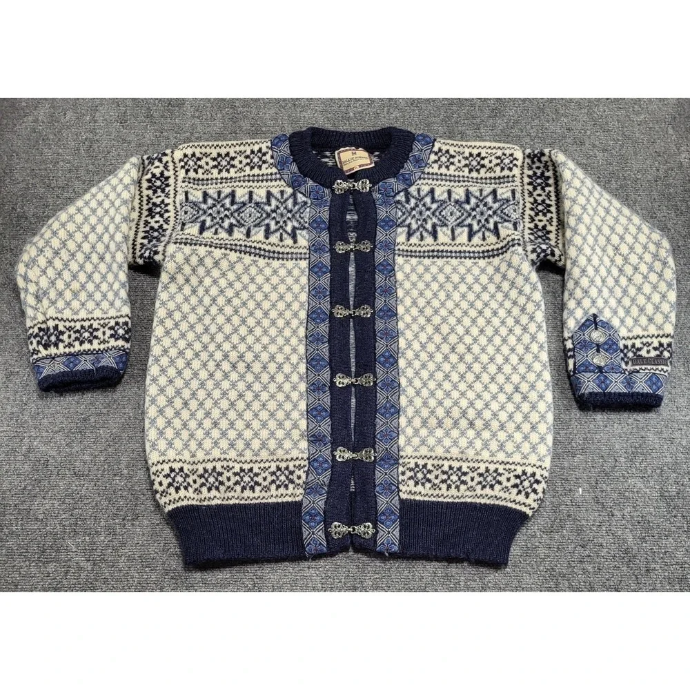 Vintage 90s Dale Of Norway Cardigan Knitted Wool Sweater Men's Size X-Large - Picture 1 of 13